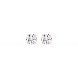 Round Lab Grown Diamond Classic Four Prong Basket Threaded Stud Earrings