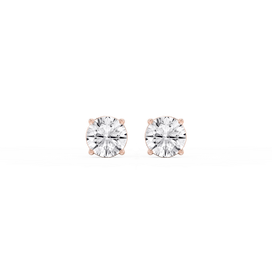 Round Lab Grown Diamond Classic Four Prong Basket Threaded Stud Earrings