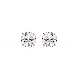 Round Lab Grown Diamond Classic Four Prong Basket Threaded Stud Earrings