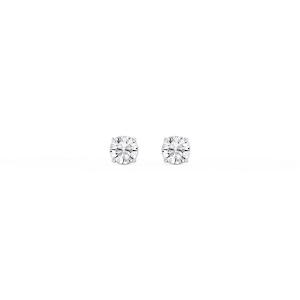 Round Lab Grown Diamond Classic Four Prong Basket Threaded Stud Earrings