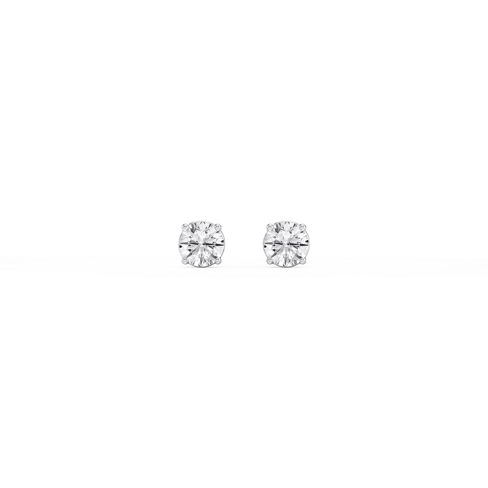 Round Lab Grown Diamond Classic Four Prong Basket Threaded Stud Earrings
