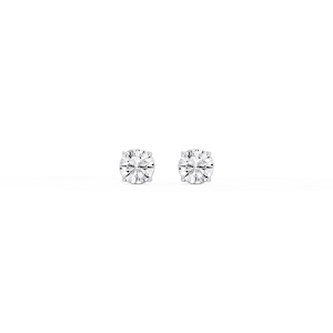 Round Lab Grown Diamond Classic Four Prong Basket Threaded Stud Earrings