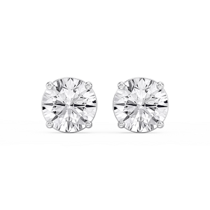 Round Lab Grown Diamond Classic Four Prong Basket Threaded Stud Earrings