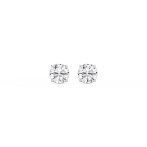 Round Lab Grown Diamond Classic Four Prong Basket Threaded Stud Earrings