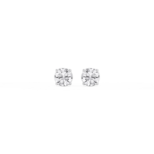 Round Lab Grown Diamond Classic Four Prong Basket Threaded Stud Earrings