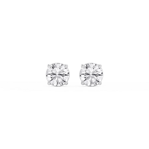Round Lab Grown Diamond Classic Four Prong Basket Threaded Stud Earrings