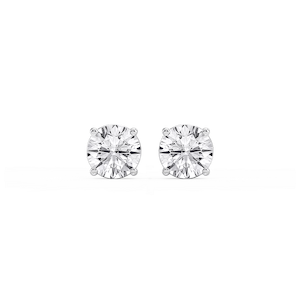 Round Lab Grown Diamond Classic Four Prong Basket Threaded Stud Earrings