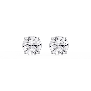 Round Lab Grown Diamond Classic Four Prong Basket Threaded Stud Earrings