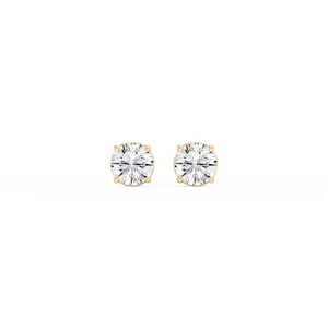 Round Lab Grown Diamond Classic Four Prong Basket Threaded Stud Earrings