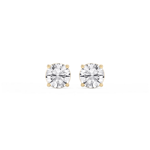Round Lab Grown Diamond Classic Four Prong Basket Threaded Stud Earrings