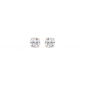 Round Lab Grown Diamond Classic Four Prong Threaded Back Stud Earrings