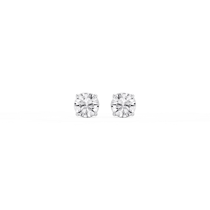 Round Lab Grown Diamond Classic Four Prong Threaded Back Stud Earrings
