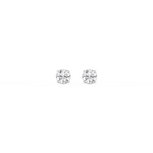 Round Lab Grown Diamond Classic Four Prong Threaded Back Stud Earrings