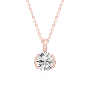 Round Lab Grown Diamond Half Bezel Solitaire Pendant