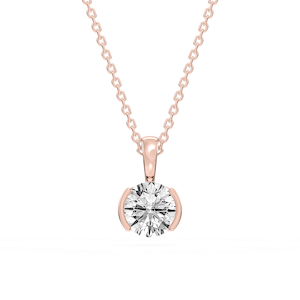 Round Lab Grown Diamond Half Bezel Solitaire Pendant