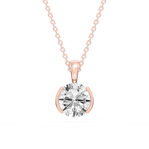 Round Lab Grown Diamond Half Bezel Solitaire Pendant