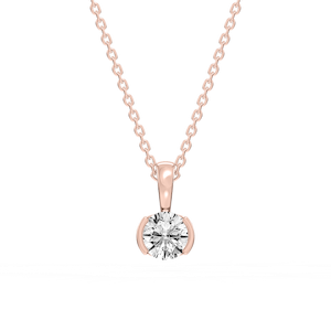 Round Lab Grown Diamond Half Bezel Solitaire Pendant