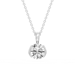 Round Lab Grown Diamond Half Bezel Solitaire Pendant