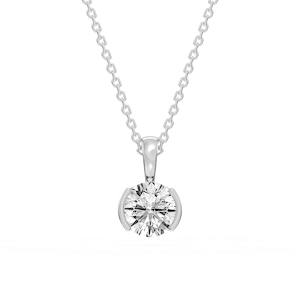 Round Lab Grown Diamond Half Bezel Solitaire Pendant
