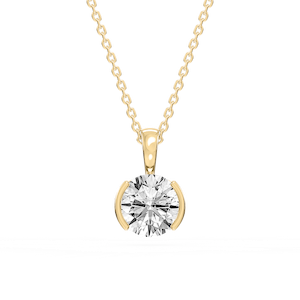 Round Lab Grown Diamond Half Bezel Solitaire Pendant