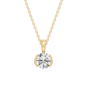 Round Lab Grown Diamond Half Bezel Solitaire Pendant