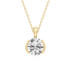 Round Lab Grown Diamond Half Bezel Solitaire Pendant