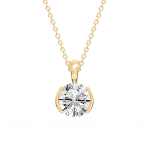 Round Lab Grown Diamond Half Bezel Solitaire Pendant
