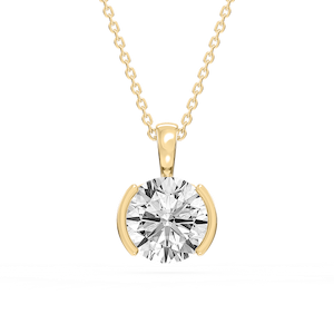 Round Lab Grown Diamond Half Bezel Solitaire Pendant