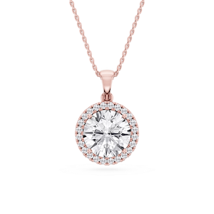 Round Lab Grown Diamond Halo Single Bail Pendant - 16 to 18 inches