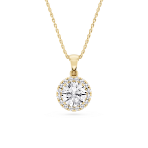 Round Lab Grown Diamond Halo Single Bail Pendant - 16 to 18 inches