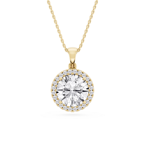 Round Lab Grown Diamond Halo Single Bail Pendant - 16 to 18 inches