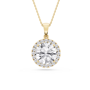 Round Lab Grown Diamond Halo Single Bail Pendant - 16 to 18 inches