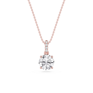 Round Lab Grown Diamond Hidden Halo Pendant - 16 to 18 Inches