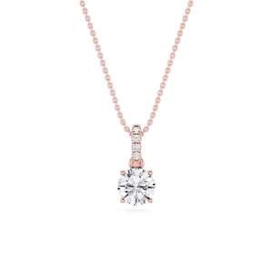 Round Lab Grown Diamond Hidden Halo Pendant - 16 to 18 Inches