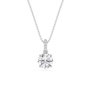Round Lab Grown Diamond Hidden Halo Pendant - 16 to 18 Inches