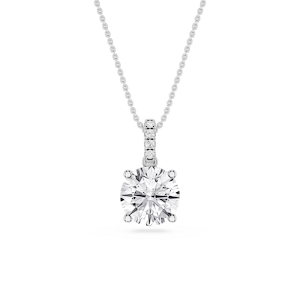 Round Lab Grown Diamond Hidden Halo Pendant - 16 to 18 Inches
