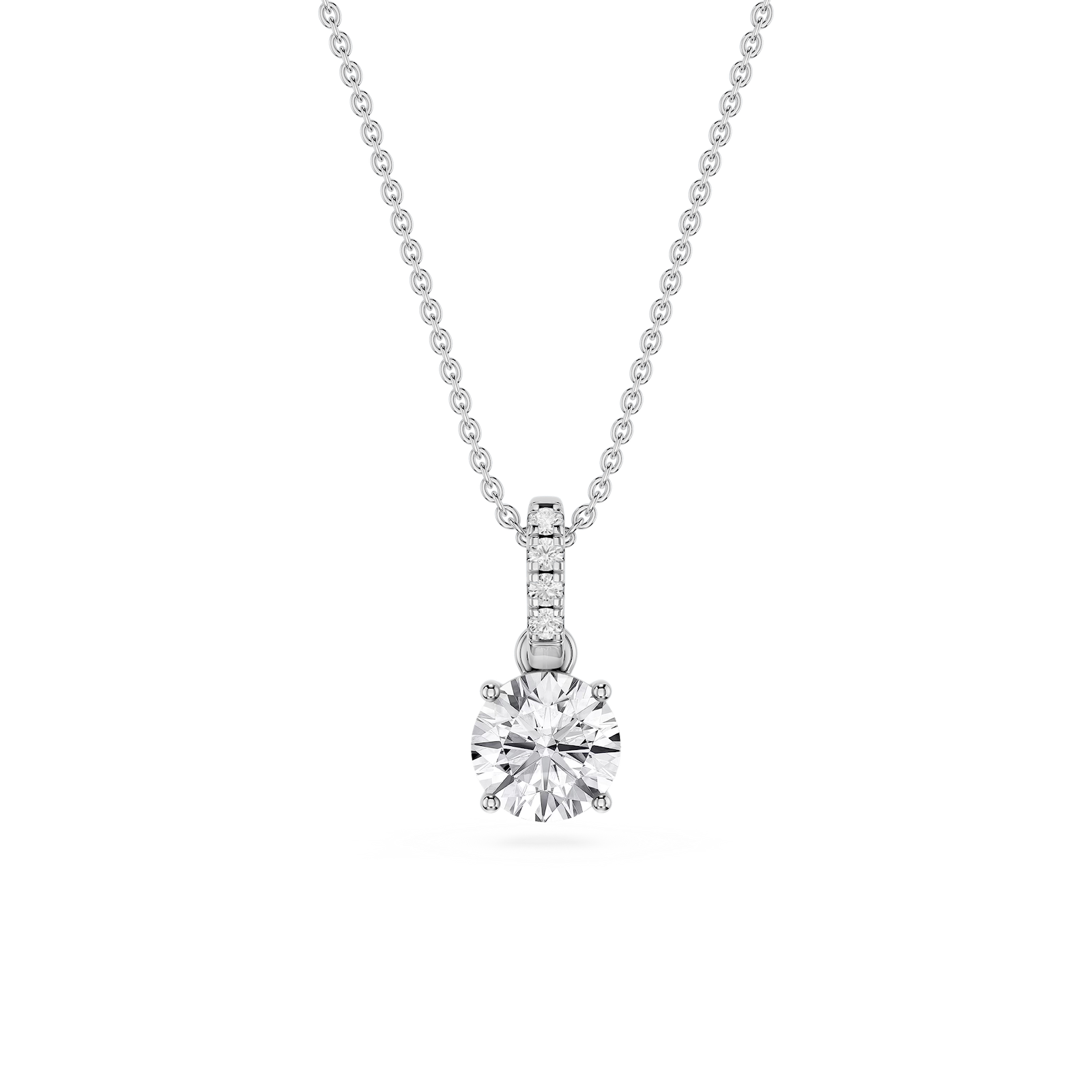 Round Lab Grown Diamond Hidden Halo Pendant - 16 to 18 Inches