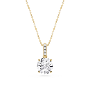 Round Lab Grown Diamond Hidden Halo Pendant - 16 to 18 Inches