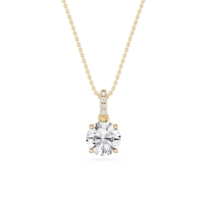 Round Lab Grown Diamond Hidden Halo Pendant - 16 to 18 Inches