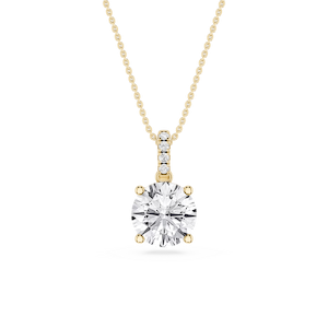 Round Lab Grown Diamond Hidden Halo Pendant - 16 to 18 Inches