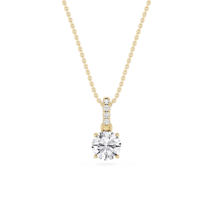 Round Lab Grown Diamond Hidden Halo Pendant - 16 to 18 Inches