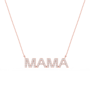 Round Lab Grown Diamond Mama Block Letter Pendant - 16 to 18 Inches