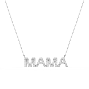 Round Lab Grown Diamond Mama Block Letter Pendant - 16 to 18 Inches