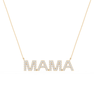 Round Lab Grown Diamond Mama Block Letter Pendant - 16 to 18 Inches