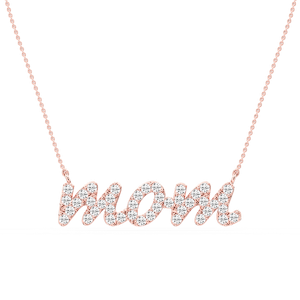 Round Lab Grown Diamond Mommy Block Letter Pendant - 16 to 18 Inches