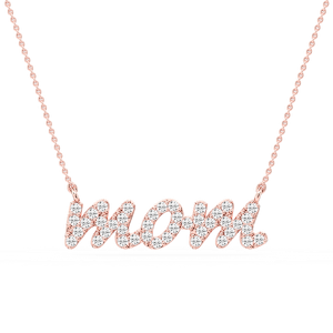 Round Lab Grown Diamond Mommy Block Letter Pendant - 16 to 18 Inches