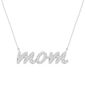Round Lab Grown Diamond Mommy Block Letter Pendant - 16 to 18 Inches
