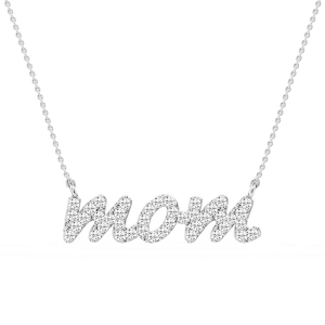 Round Lab Grown Diamond Mommy Block Letter Pendant - 16 to 18 Inches
