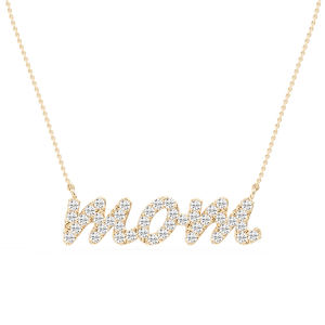 Round Lab Grown Diamond Mommy Block Letter Pendant - 16 to 18 Inches