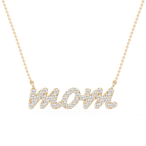 Round Lab Grown Diamond Mommy Block Letter Pendant - 16 to 18 Inches
